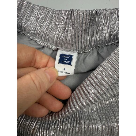 Janie & Jack Girl Silver Metallic Wide Leg Pants - Picture 2 of 5